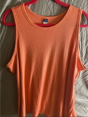 Old Navy Women's Orange Ribbed Cold-Shoulder Tank Top